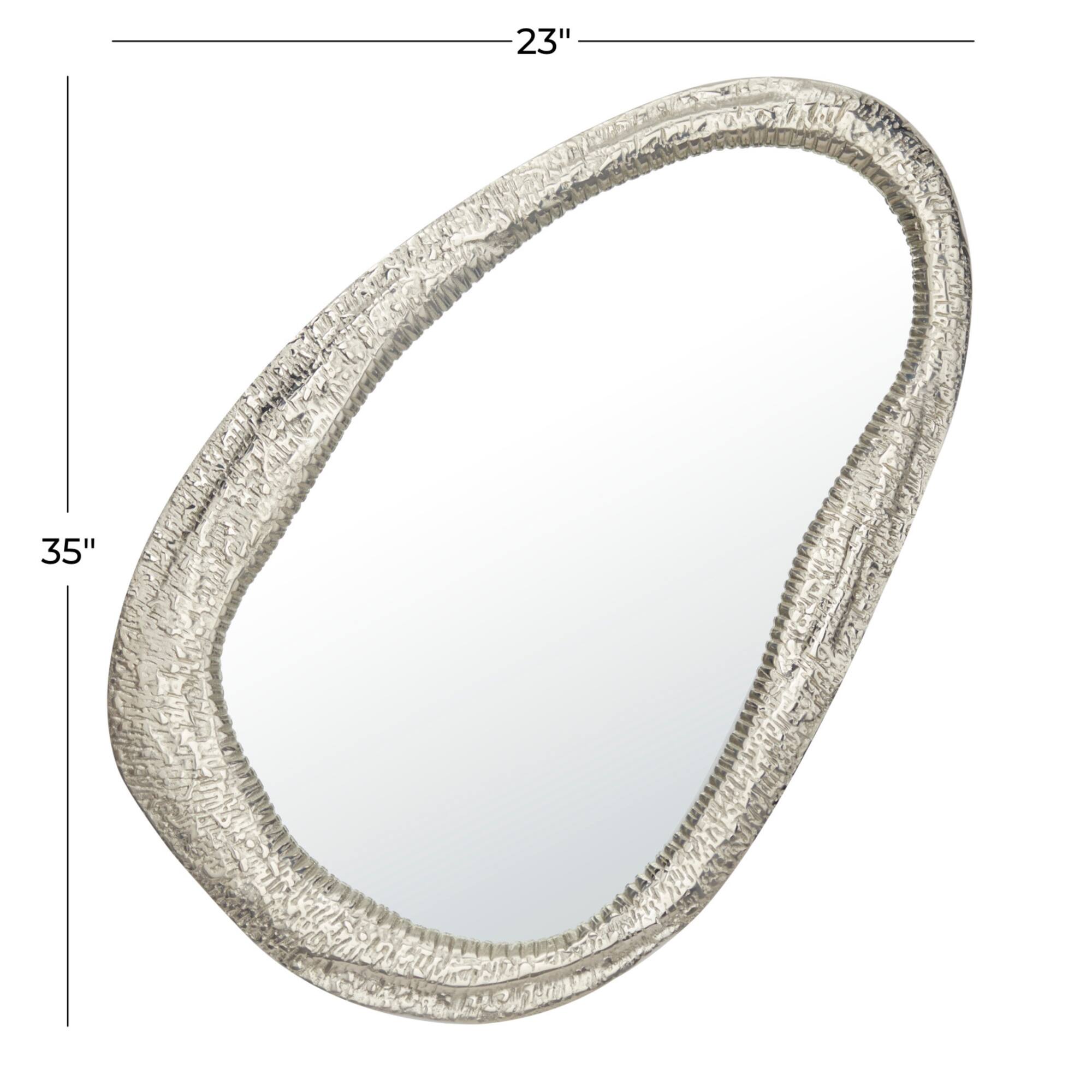 Silver Contemporary Wall Mirror, 23" x 2" x 35"